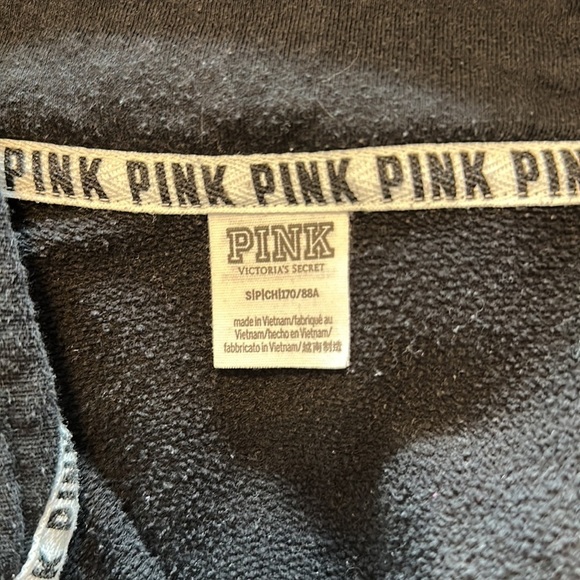 Victoria’s Secret Pink Black Cropped Quarter Zip Long Sleeve Sweatshirt - Picture 5 of 5